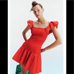 Zara Red Ruffle Dress